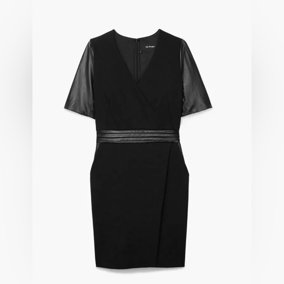 The Kooples Hopla Italian Lamb Leather Trimmed Sheath Wrap Dress - Picture 11 of 16